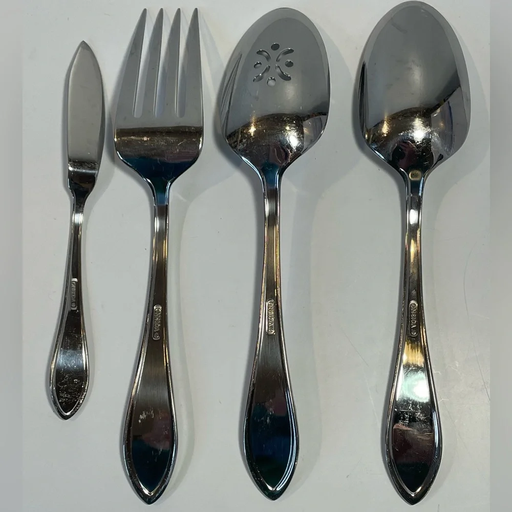 Oneida Stainless Flatware Hostess Serving Set 4 Pieces Slotted Spoon Silverware